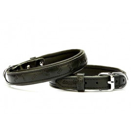 2x40 Cm Comfort Deri Kemik Desenli Boyun Tasması Medium Siyah | Köpek Boyun Tasması