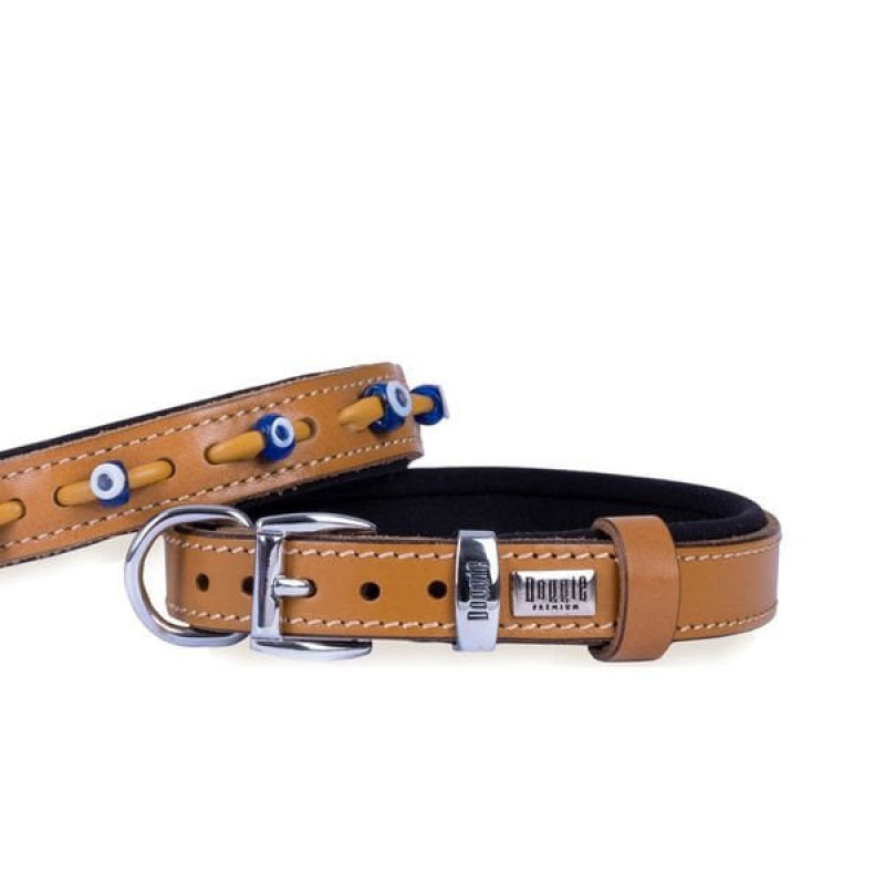 Doggie 2x40 Cm Comfort Deri Nazar Boncuklu Boyun Tasması Medium Camel | Köpek Boyun Tasması Doggie 2x40 Cm Comfort Deri Nazar Boncuklu Boyun Tasması Medium Camel | Köpek Boyun Tasması