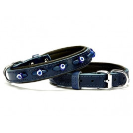 2x40 Cm Comfort Deri Nazar Boncuklu Boyun Tasması Medium Mavi | Köpek Boyun Tasması