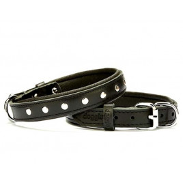 2x40 Cm Comfort Deri Rivetli Boyun Tasması Medium Siyah | Köpek Boyun Tasması