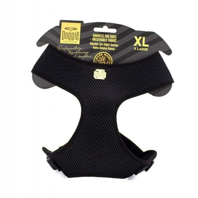 Doggie 2x50-65 Cm Dokuma Havalı Junior Göğüs Tasma Siyah | Köpek Göğüs Tasması