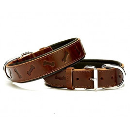 3.5x55 Cm Comfort Deri Kemik Desenli Boyun Tasması Medium Kahverengi | Köpek Boyun Tasması