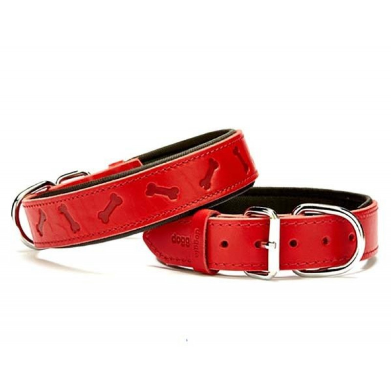 Doggie 3.5x55 Cm Comfort Deri Kemik Desenli Boyun Tasması Medium Kırmızı | Köpek Boyun Tasması Doggie 3.5x55 Cm Comfort Deri Kemik Desenli Boyun Tasması Medium Kırmızı | Köpek Boyun Tasması