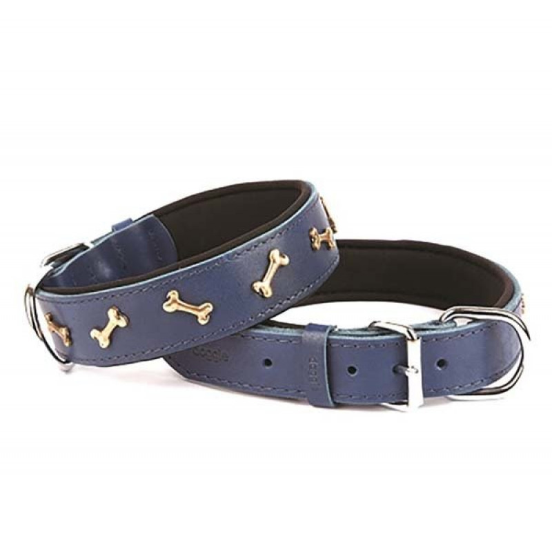 Doggie 3.5x55 Cm Comfort Deri Kemik Süslü Boyun Tasması Medium Mavi | Köpek Boyun Tasması Doggie 3.5x55 Cm Comfort Deri Kemik Süslü Boyun Tasması Medium Mavi | Köpek Boyun Tasması