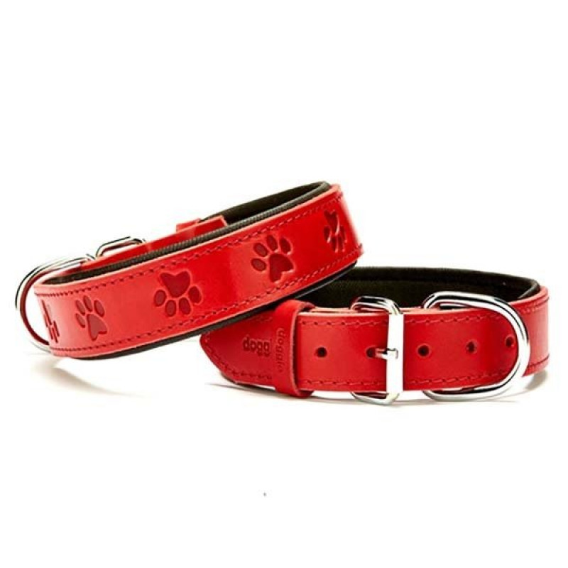Doggie 3.5x55 Cm Comfort Deri Pati Desenli Boyun Tasması Medium Kırmızı | Köpek Boyun Tasması Doggie 3.5x55 Cm Comfort Deri Pati Desenli Boyun Tasması Medium Kırmızı | Köpek Boyun Tasması