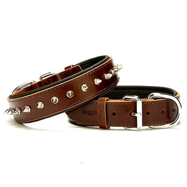 Doggie 3.5x55 Cm Comfort Deri Çivili Boyun Tasması Medium Kahverengi | Köpek Boyun Tasması