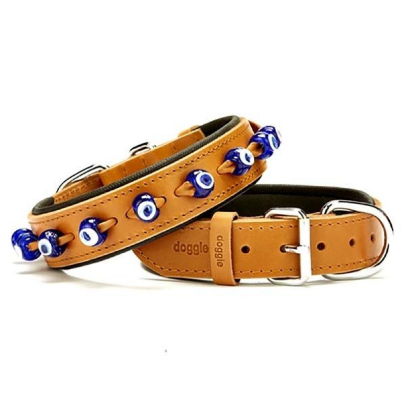 Doggie 3.5x60 Cm Comfort Deri Nazar Boncuklu Boyun Tasması Large Camel | Köpek Boyun Tasması Doggie 3.5x60 Cm Comfort Deri Nazar Boncuklu Boyun Tasması Large Camel | Köpek Boyun Tasması