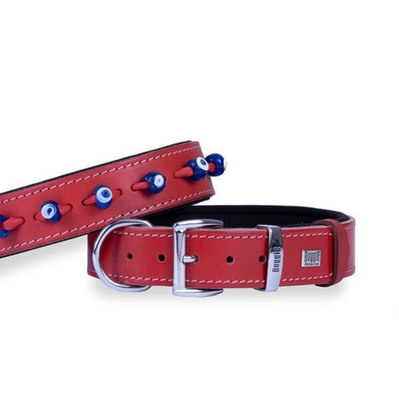 Doggie 3.5x60 Cm Comfort Deri Nazar Boncuklu Boyun Tasması Large Kırmızı | Köpek Boyun Tasması Doggie 3.5x60 Cm Comfort Deri Nazar Boncuklu Boyun Tasması Large Kırmızı | Köpek Boyun Tasması
