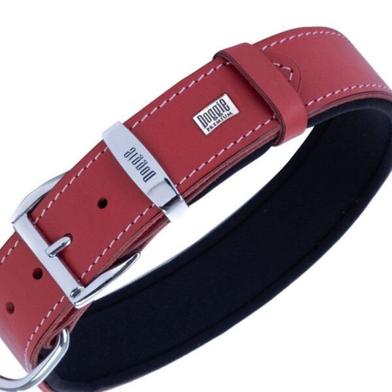 Doggie 3.5x60 Cm Comfort Deri Nazar Boncuklu Boyun Tasması Large Kırmızı | Köpek Boyun Tasması