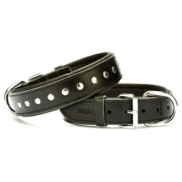 Doggie 3.5x60 Cm Comfort Deri Rivetli Boyun Tasması Large Siyah | Köpek Boyun Tasması