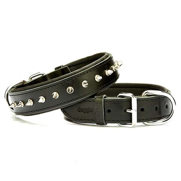 Doggie 3.5x60 Cm Comfort Deri Çivili Boyun Tasması Large Siyah | Köpek Boyun Tasması