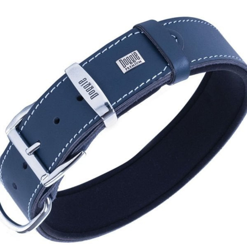Doggie 3,5x47 55 Cm Konfor Deri Sade Boyun Tasması Royalblue | Köpek Boyun Tasması