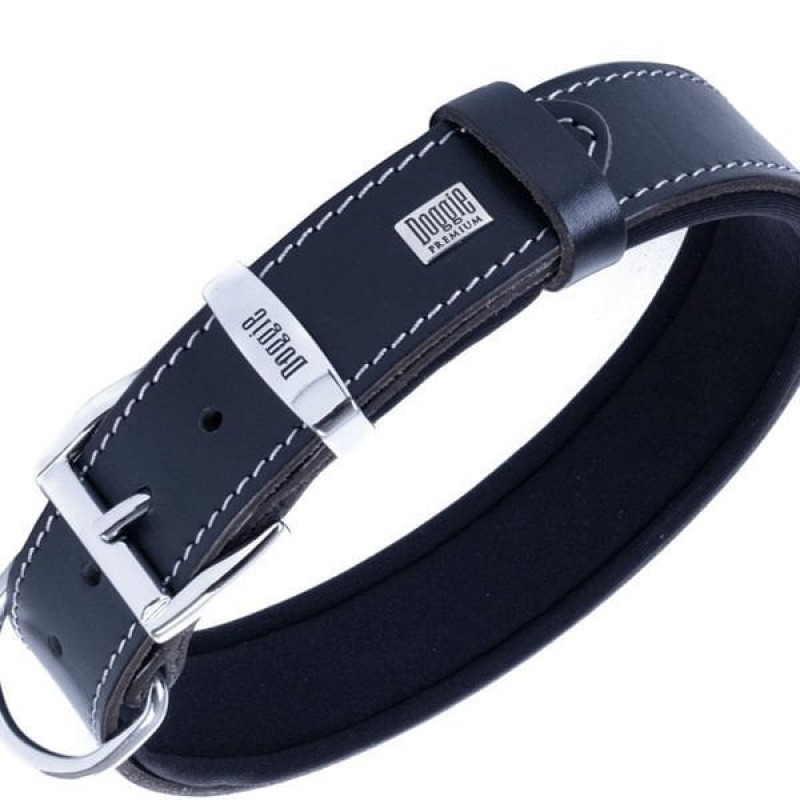 Doggie 3,5x47 55 Cm Konfor Deri Sade Boyun Tasması Siyah | Köpek Boyun Tasması