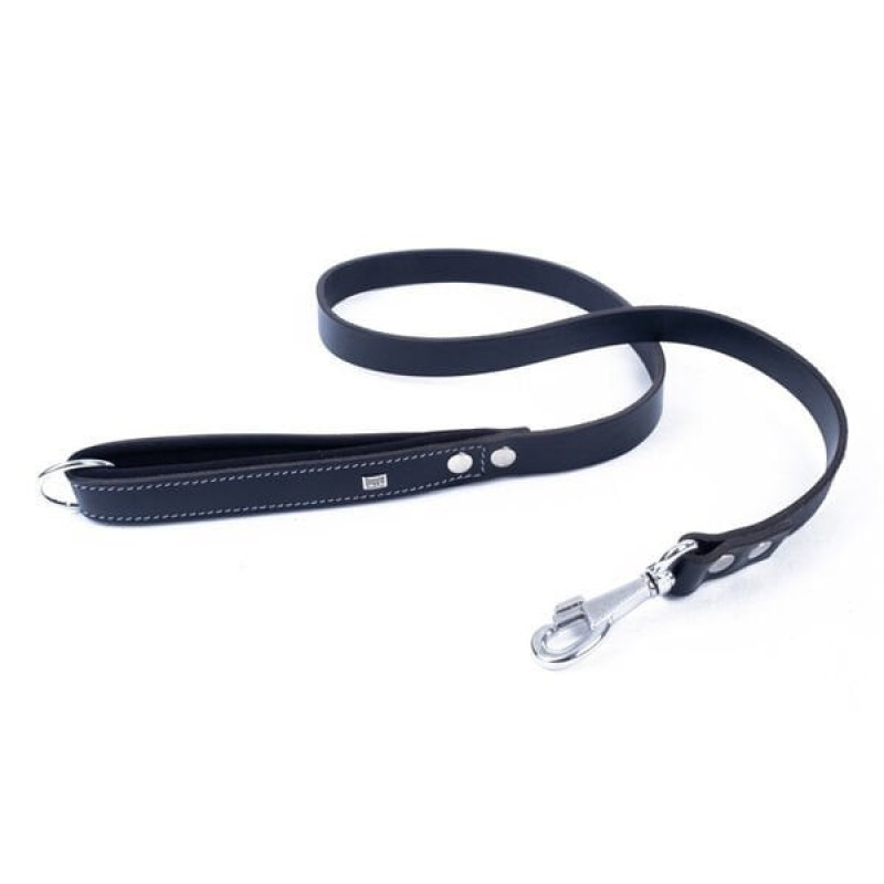 Doggie 3x100 cm Konfor Klasik Deri Gezdirme Black | Köpek Gezdirme Tasması