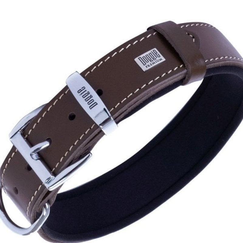 Doggie 3x42 50 Cm Konfor Deri Sade Boyun Tasması Kahverengi | Köpek Boyun Tasması