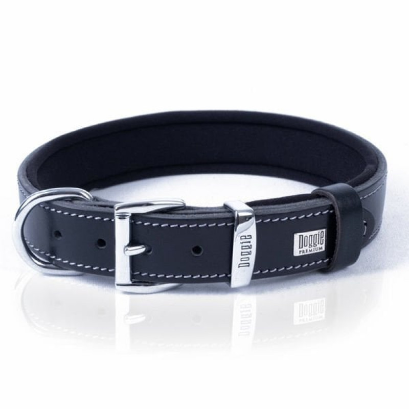 Doggie 3x42 50 Cm Konfor Deri Sade Boyun Tasması Siyah | Köpek Boyun Tasması