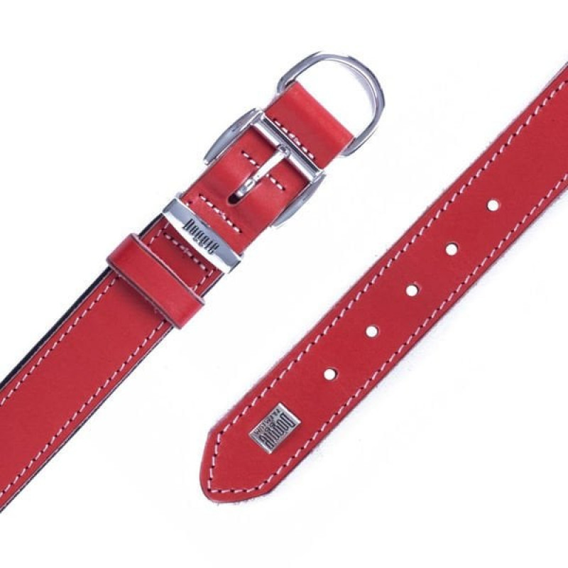 Doggie 3x42-50cm Konfor Deri Sade Boyun Tasması Red | Köpek Boyun Tasması