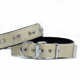 3x47-55 Cm Konfor Dokuma Kemikli Boyun Tasması Haki Large | Köpek Boyun Tasması