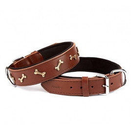4x55 Cm Comfort Deri Kemik Süslü Boyun Tasması Small Kahverengi | Köpek Boyun Tasması