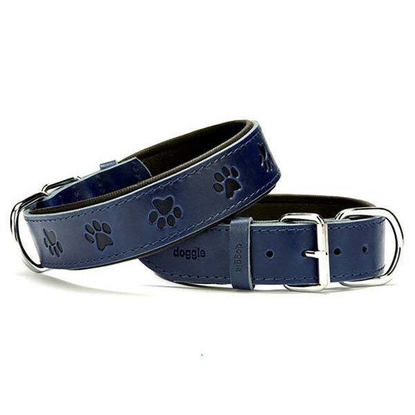 Doggie 4x55 Cm Comfort Deri Pati Desenli Boyun Tasması Small Mavi | Köpek Boyun Tasması