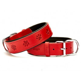 4x60 Cm Comfort Deri Pati Desenli Boyun Tasması Medium Kırmızı | Köpek Boyun Tasması