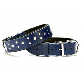 4x60 Cm Comfort Deri Rivetli Boyun Tasması Medium Mavi | Köpek Boyun Tasması