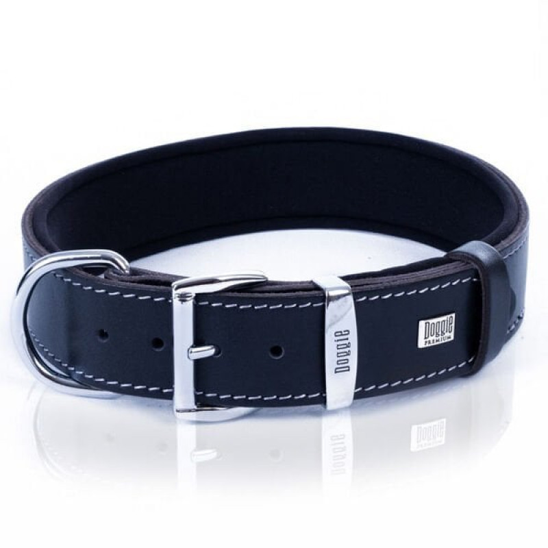 Doggie 4x60 Cm Comfort Deri Çivili Boyun Tasması Medium Siyah | Köpek Boyun Tasması