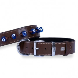 4x65 Cm Comfort Deri Nazar Boncuklu Boyun Tasması Large Kahverengi | Köpek Boyun Tasması