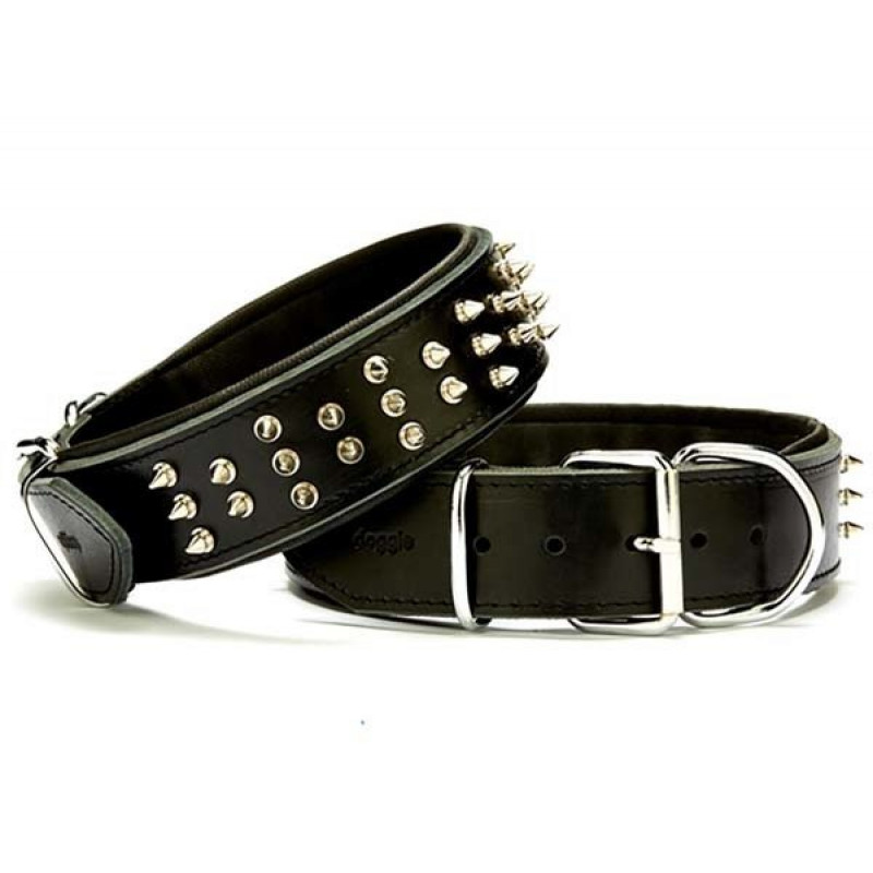 Doggie 5x60-70 Cm Çift Kat Deri Güçlü Çivili Boyun Tasma Siyah | Köpek Boyun Tasması