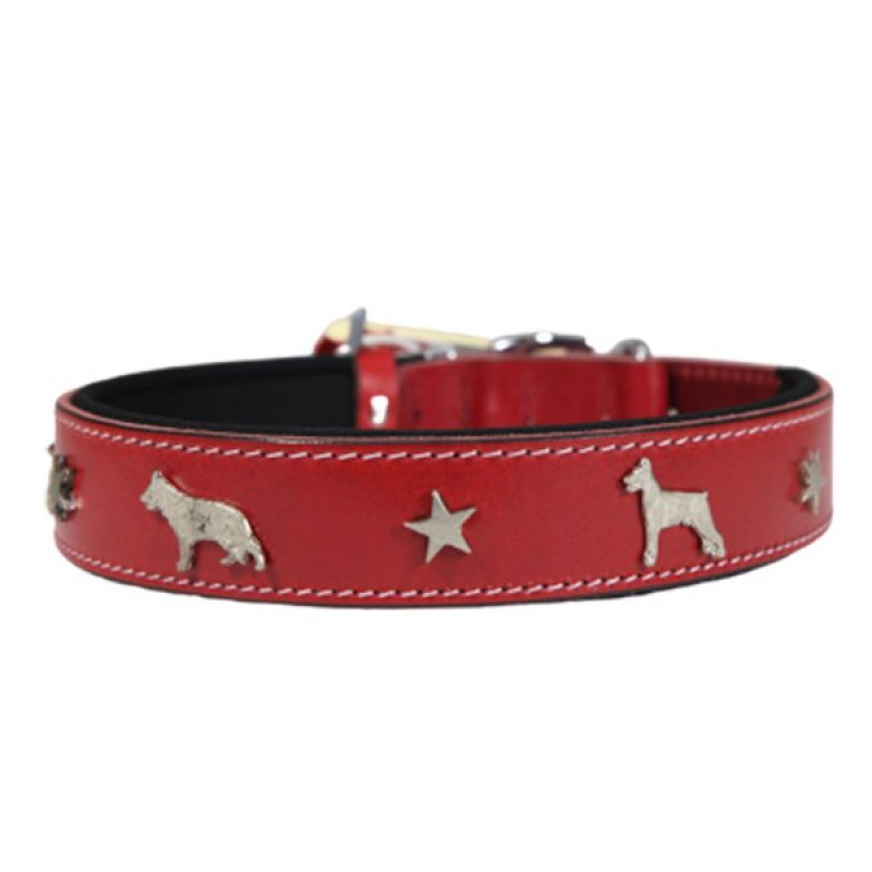 Doggie Comfort Deri Süslü Boyun Tasması Medium Kırmızı | Köpek Boyun Tasması Doggie Comfort Deri Süslü Boyun Tasması Medium Kırmızı | Köpek Boyun Tasması