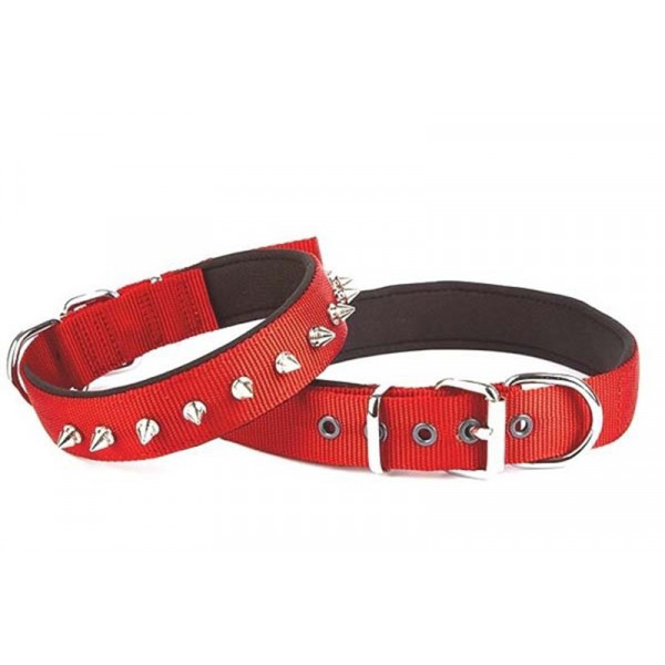 Doggie 3x47 55 Cm Konfor Dokuma Çivili Boyun Tasma Kırmızı | Köpek Boyun Tasması