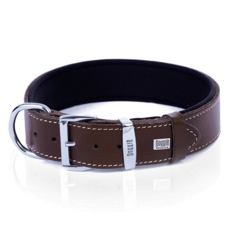 Doggie L Comfort Deri Pati Desenli Boyun Tasması Kahverengi 3.5x52-60 Cm | Köpek Boyun Tasması