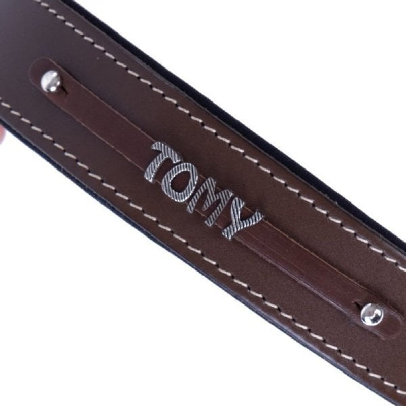 Doggie L Konfor Deri İsimlikli Boyun Tasması Kahverengi 3.5x52-60 Cm | Köpek Boyun Tasması