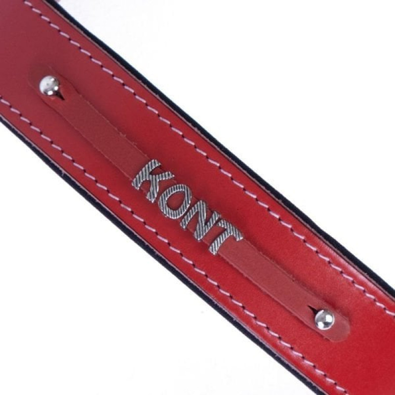 Doggie L Konfor Deri İsimlikli Boyun Tasması Kırmızı 3,5x52-60 Cm | Köpek Boyun Tasması