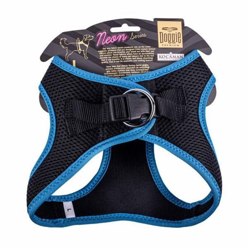 Doggie L Neon Havalı Dokuma Küçük Irk Göğüs Tasması Mavi 42-48 Cm | Köpek Göğüs Tasması