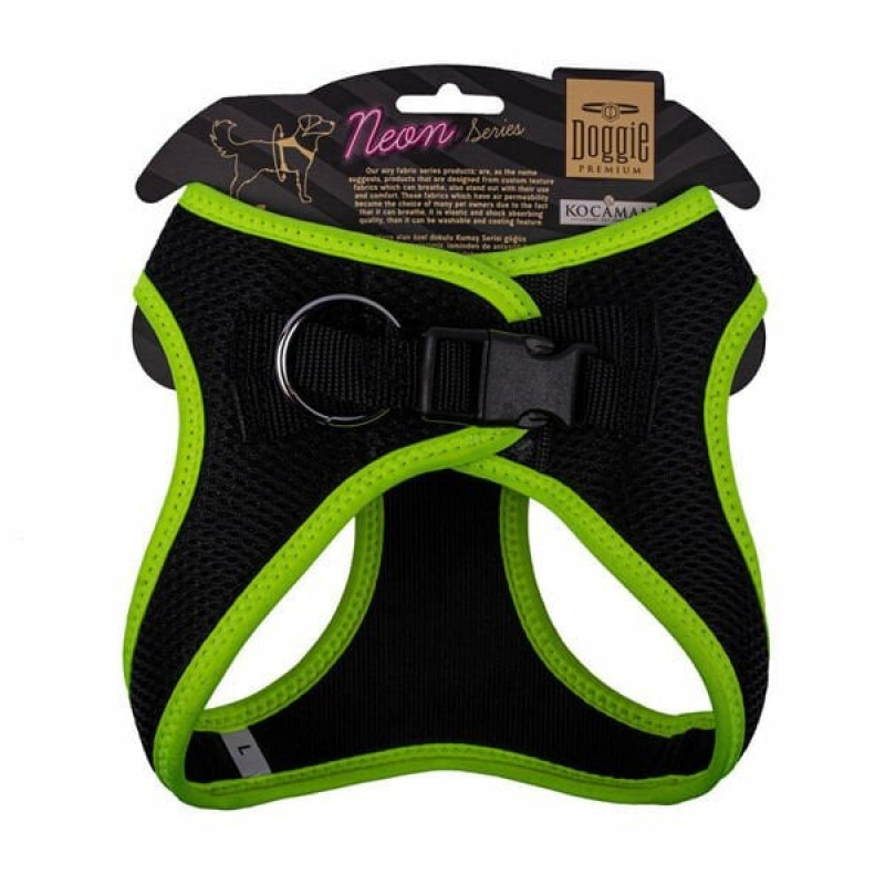Doggie L Neon Havalı Dokuma Küçük Irk Göğüs Tasması Sarı 42-48 Cm | Köpek Göğüs Tasması
