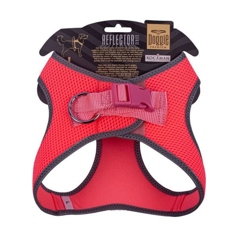 Doggie L Reflektör Havalı Dokuma Göğüs Tasması Pembe 42-48 Cm | Köpek Göğüs Tasması