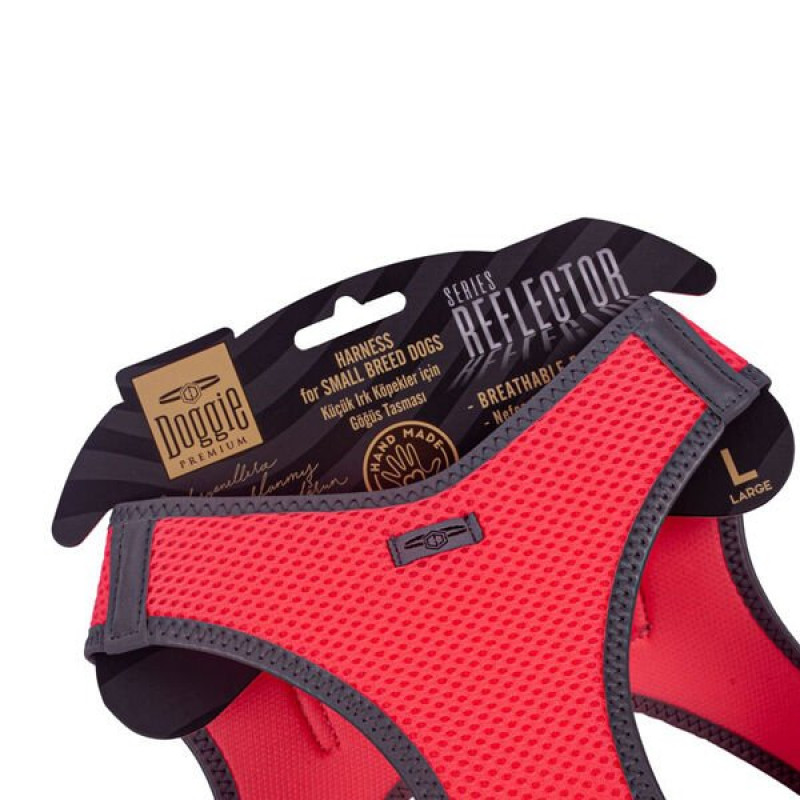 Doggie L Reflektör Havalı Dokuma Göğüs Tasması Pembe 42-48 Cm | Köpek Göğüs Tasması