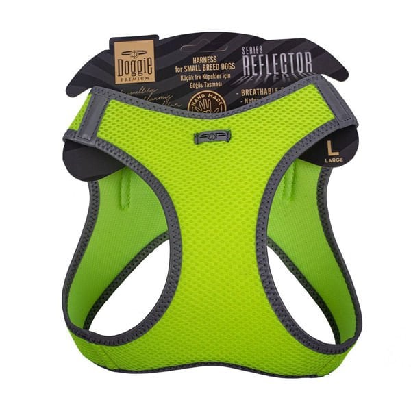 Doggie L Reflektör Havalı Dokuma Göğüs Tasması Sarı 42-48 Cm | Köpek Göğüs Tasması