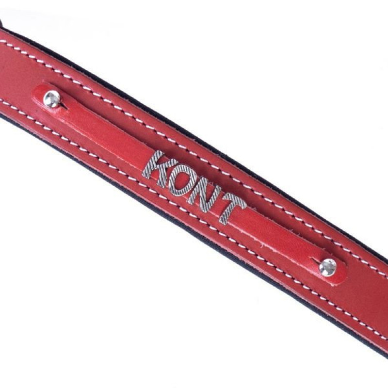 Doggie M Konfor Deri İsimlikli Boyun Tasması Kırmızı 2.5x37-45 Cm | Köpek Boyun Tasması