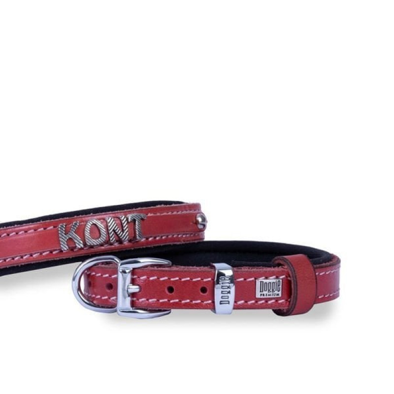 Doggie M Konfor Deri İsimlikli Boyun Tasması Kırmızı 2x35-40 Cm | Köpek Boyun Tasması Doggie M Konfor Deri İsimlikli Boyun Tasması Kırmızı 2x35-40 Cm | Köpek Boyun Tasması