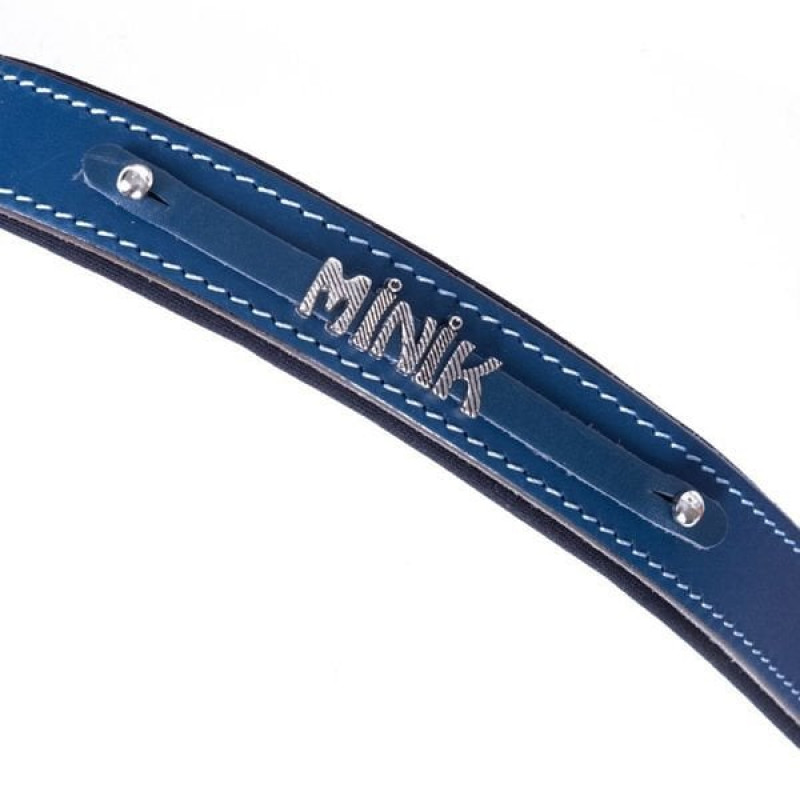 Doggie M Konfor Deri İsimlikli Boyun Tasması Royal Mavi 3x47-55 Cm | Köpek Boyun Tasması