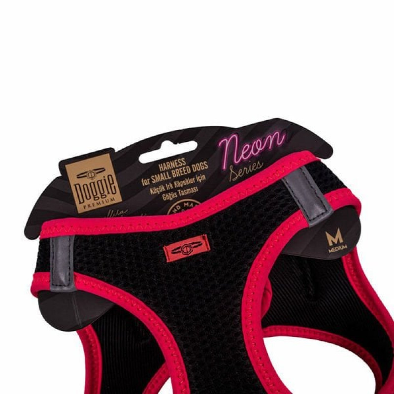 Doggie M Neon Havalı Dokuma Küçük Irk Göğüs Tasması Pembe 38-44 Cm | Köpek Göğüs Tasması