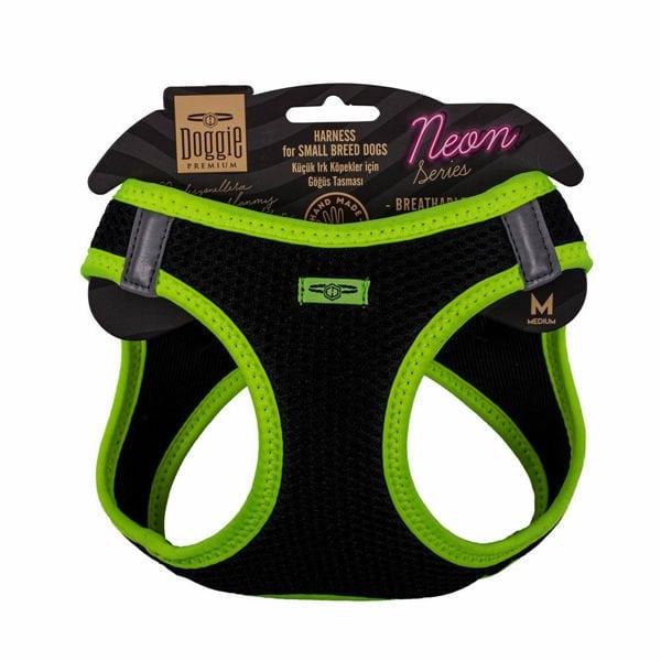 Doggie M Neon Havalı Dokuma Küçük Irk Göğüs Tasması Sarı 38-44 Cm | Köpek Göğüs Tasması