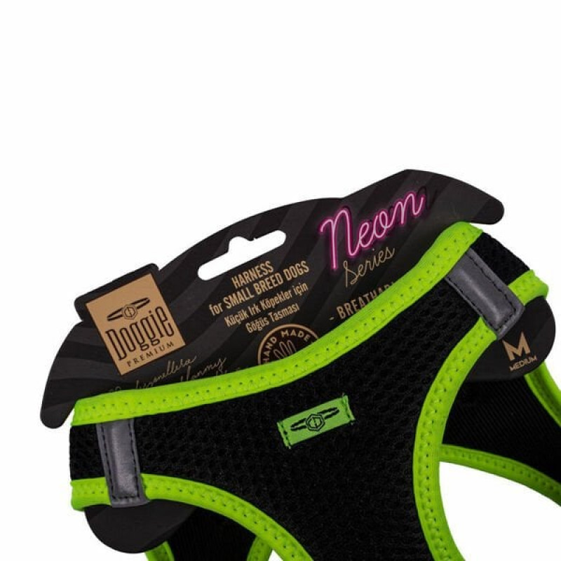 Doggie M Neon Havalı Dokuma Küçük Irk Göğüs Tasması Sarı 38-44 Cm | Köpek Göğüs Tasması