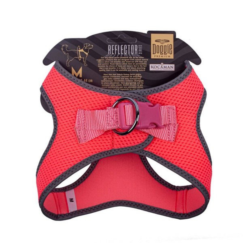 Doggie M Reflektör Havalı Dokuma Göğüs Tasması Pembe 38-44 Cm | Köpek Göğüs Tasması