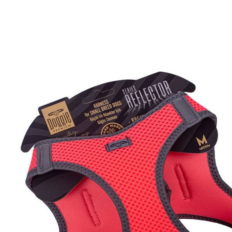 Doggie M Reflektör Havalı Dokuma Göğüs Tasması Pembe 38-44 Cm | Köpek Göğüs Tasması