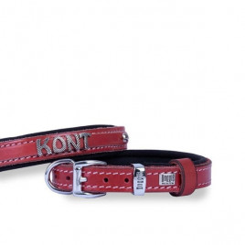 S Konfor Deri İsimlikli Boyun Tasması Kırmızı 2x30-35 Cm | Köpek Boyun Tasması