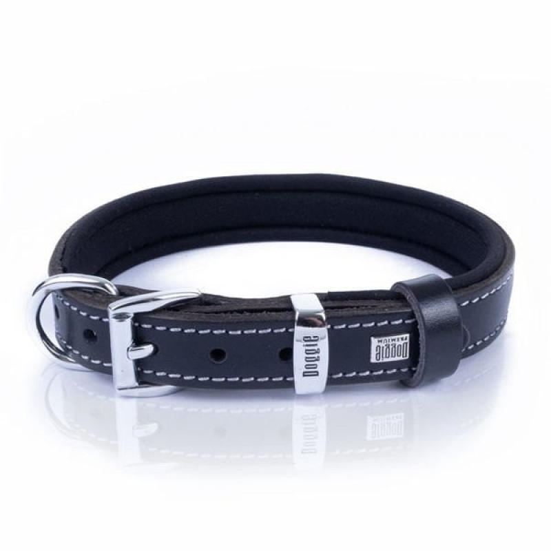 Doggie S Konfor Deri İsimlikli Boyun Tasması Siyah 1.5x20-25 Cm | Köpek Boyun Tasması