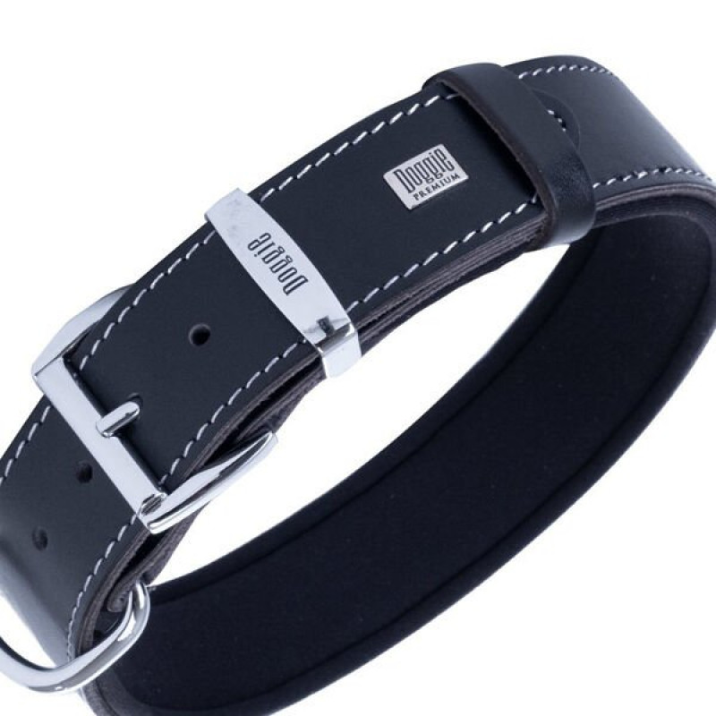 Doggie S Konfor Deri İsimlikli Boyun Tasması Siyah 4x47-55 Cm | Köpek Boyun Tasması